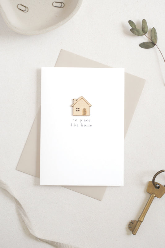 "No Place Like Home" Wooden House Greetings Card