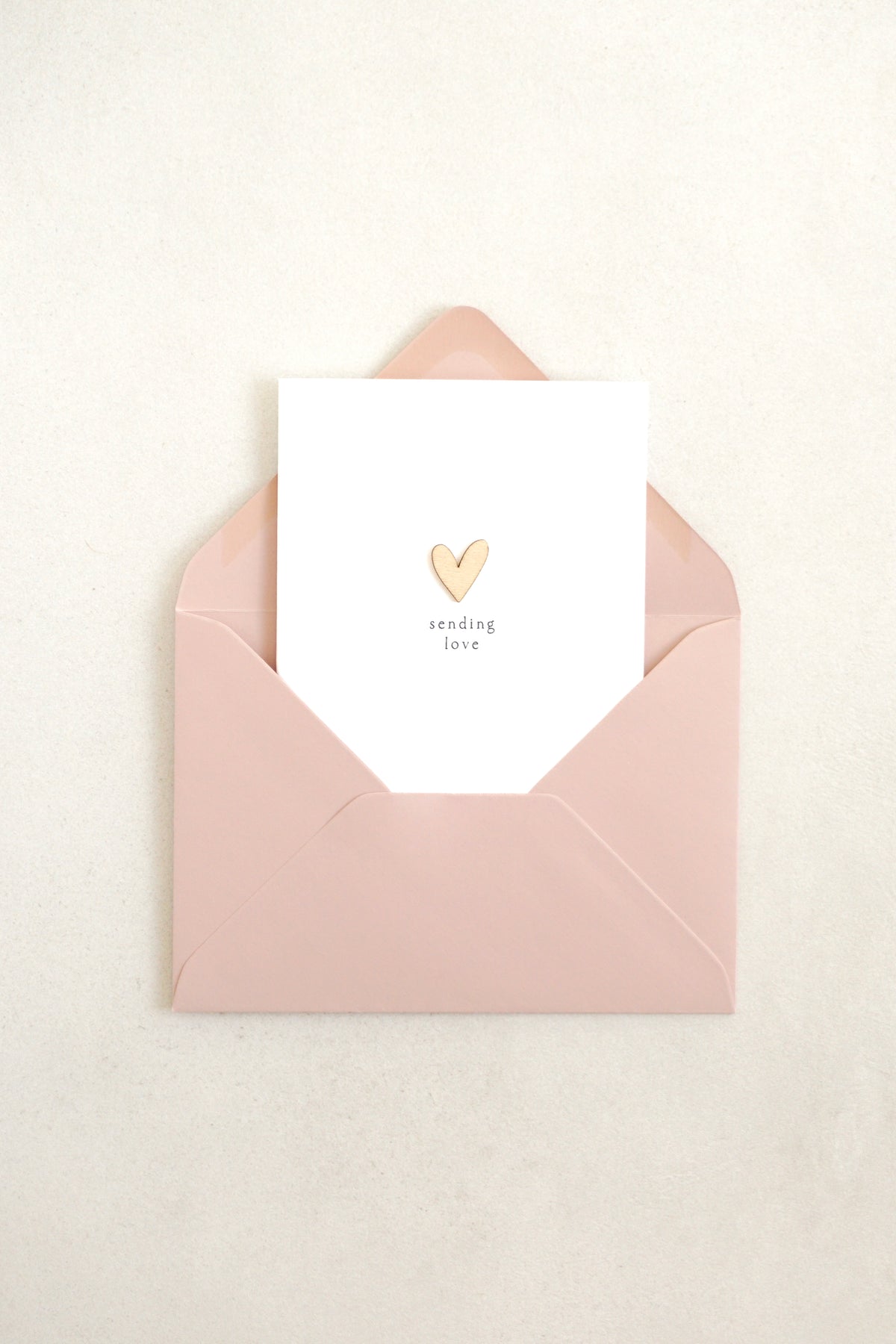 "Sending Love" Wooden Heart Greetings Card