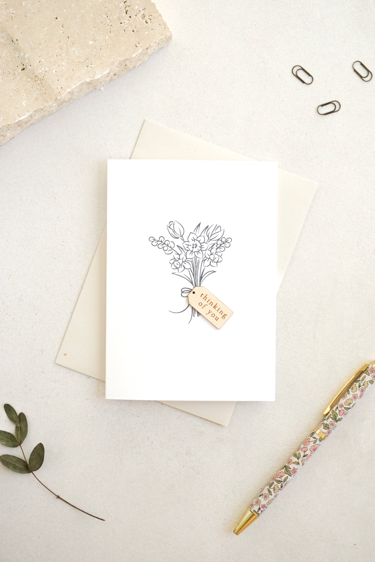 "Thinking of You" Wooden Tag Greetings Card