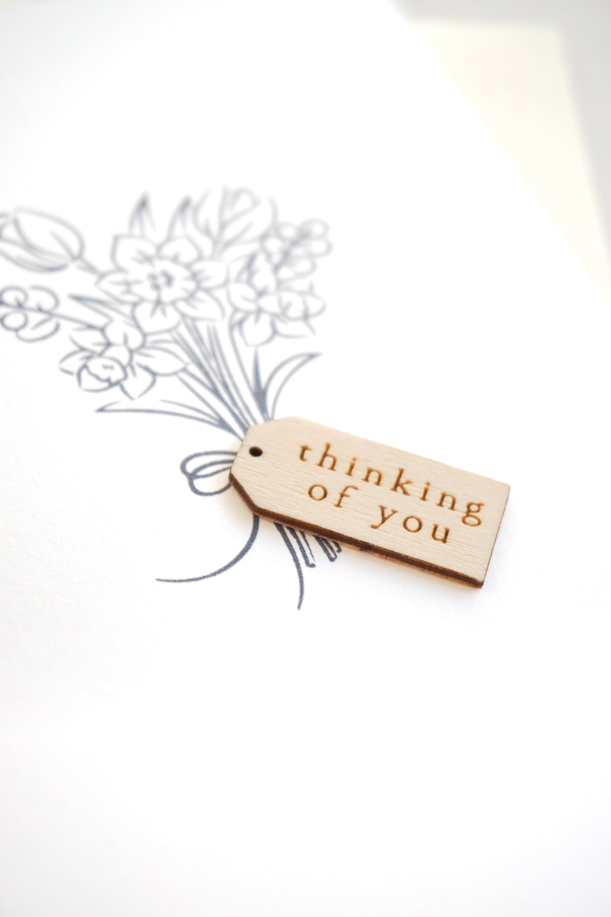 "Thinking of You" Wooden Tag Greetings Card