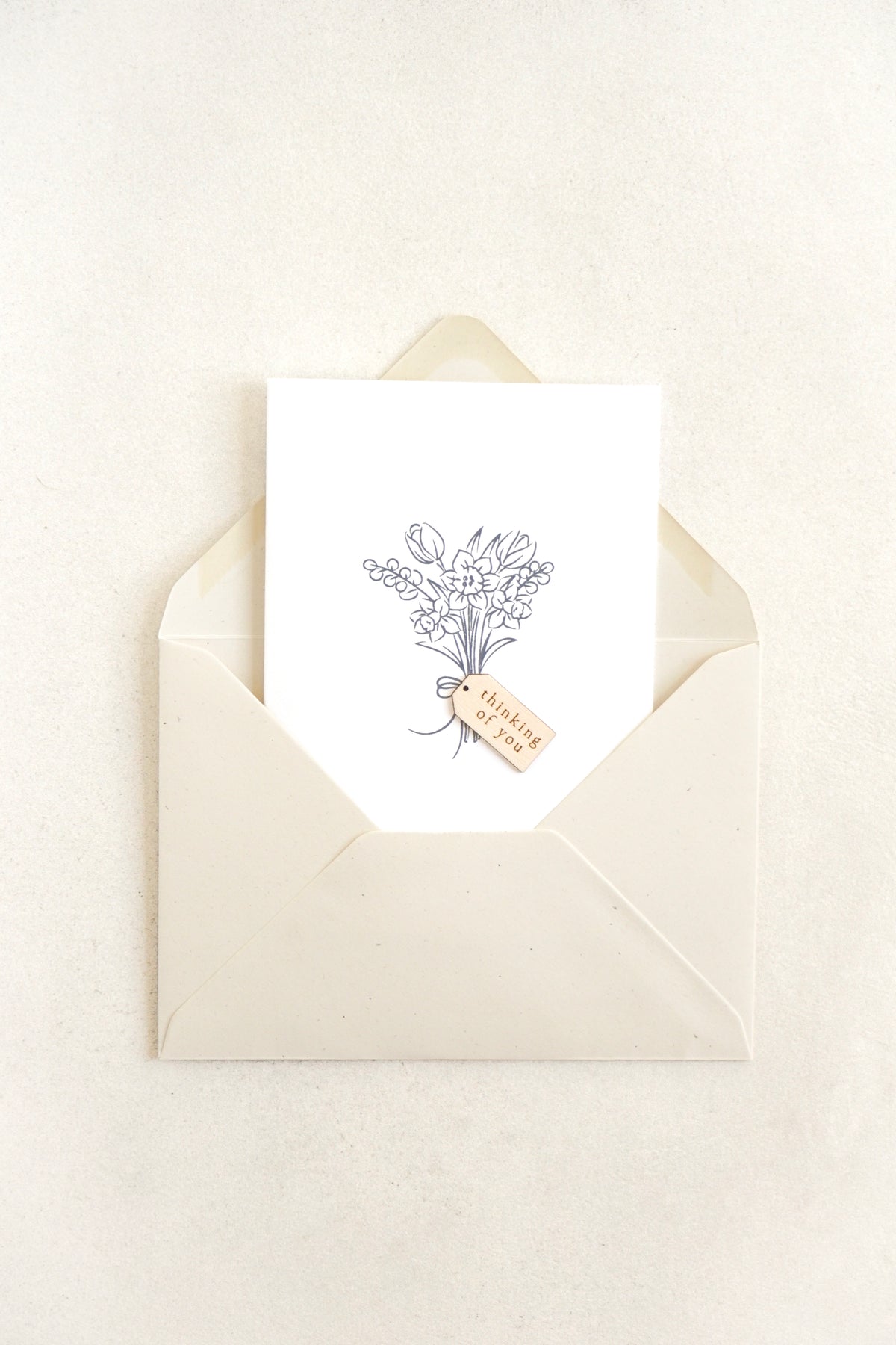 "Thinking of You" Wooden Tag Greetings Card