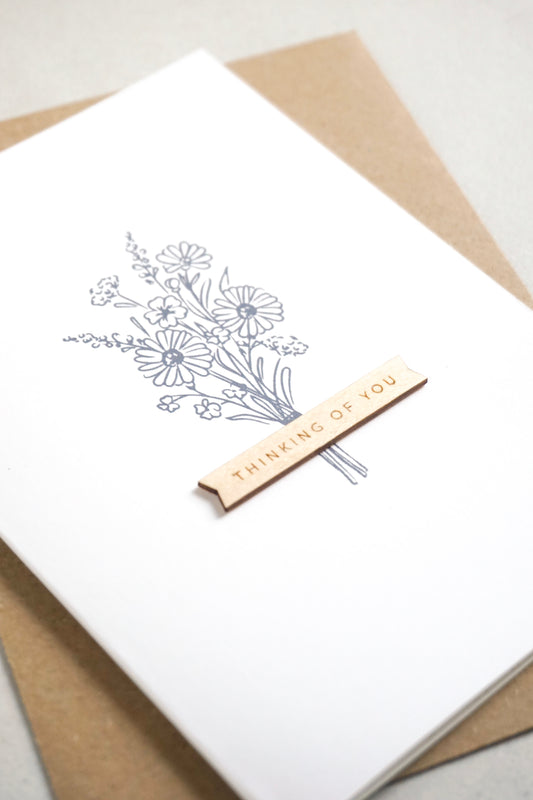 "Thinking of You" Wooden Banner Greetings Card