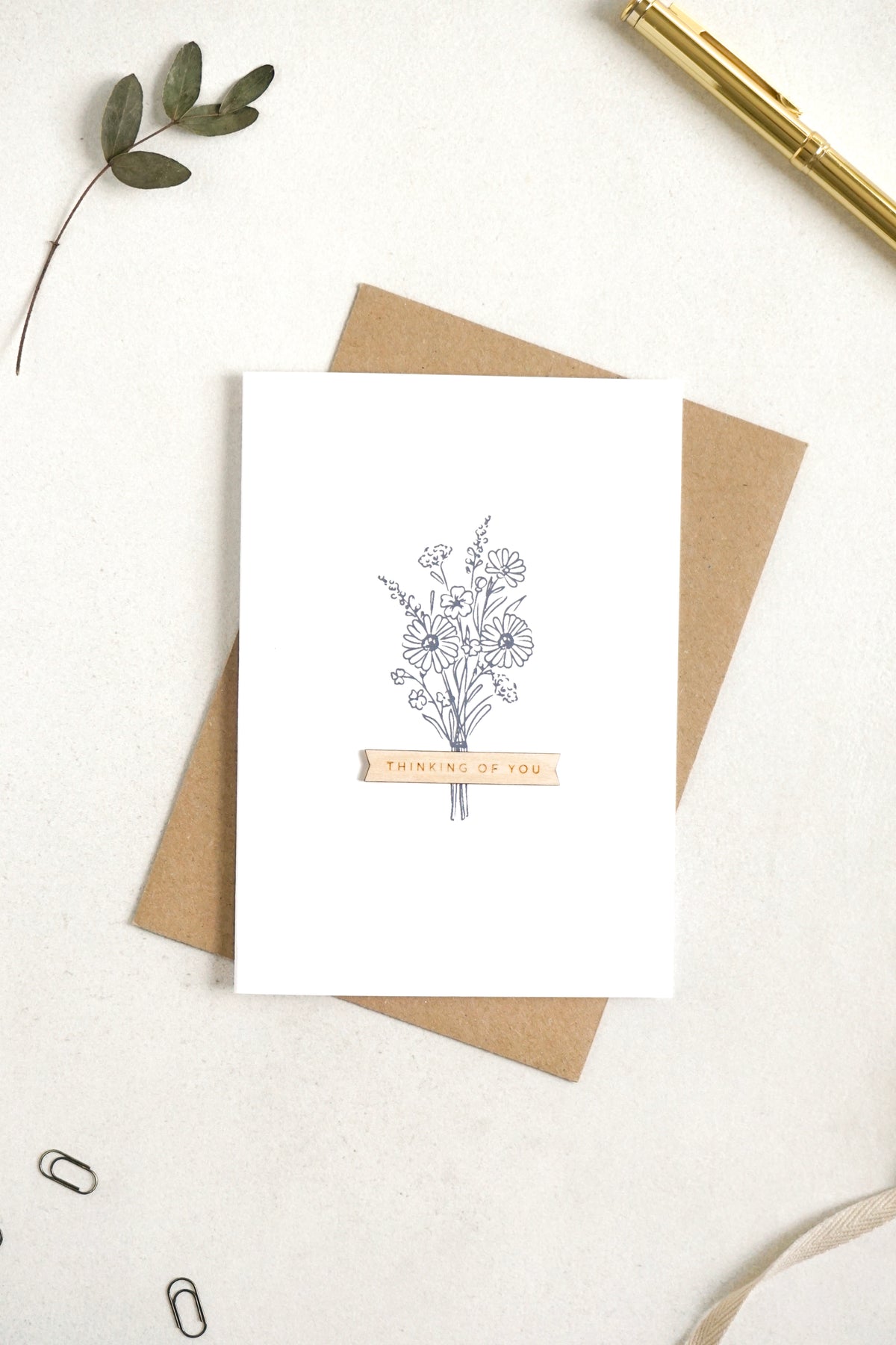 "Thinking of You" Wooden Banner Greetings Card