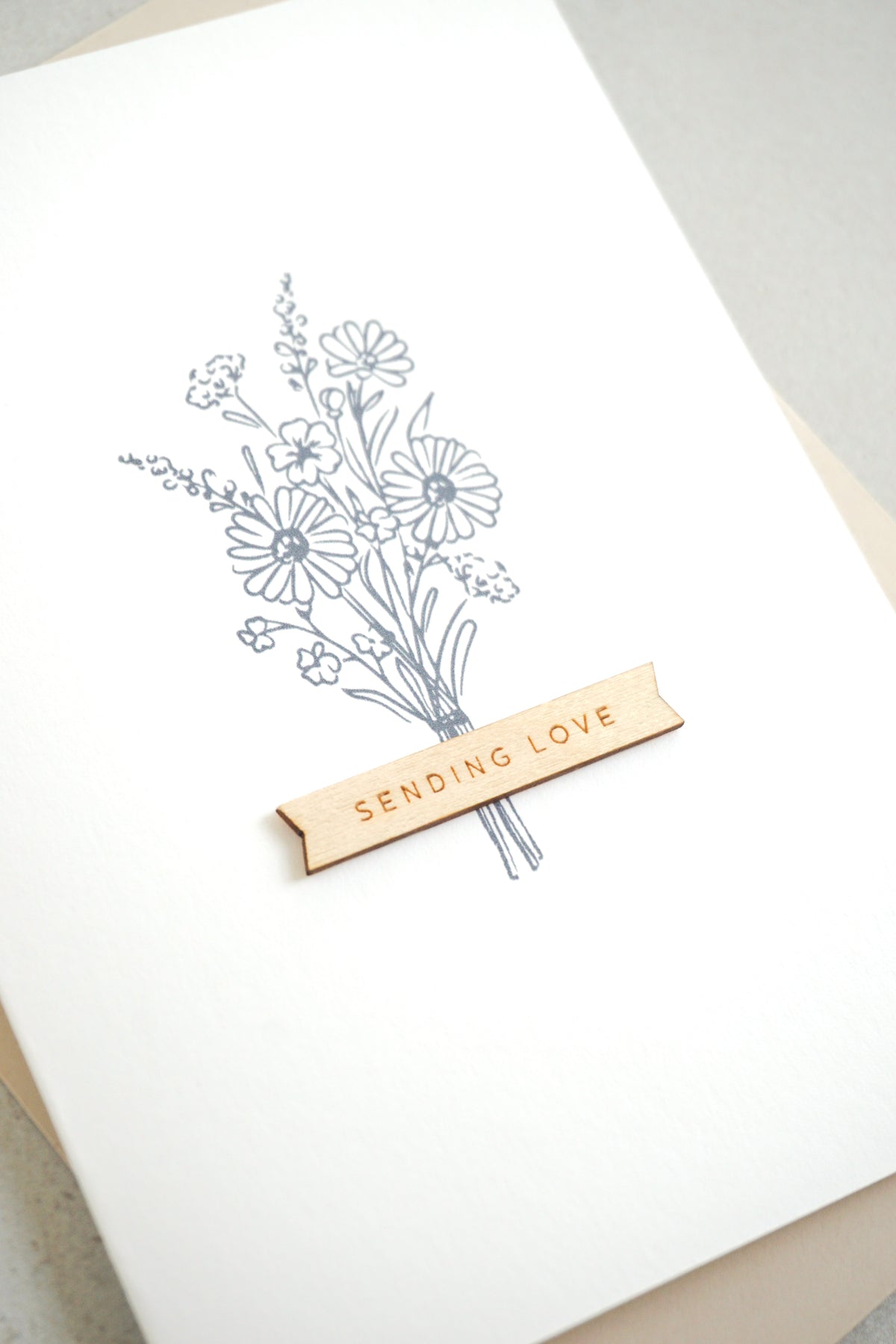 "Sending Love" Wooden Banner Greetings Card