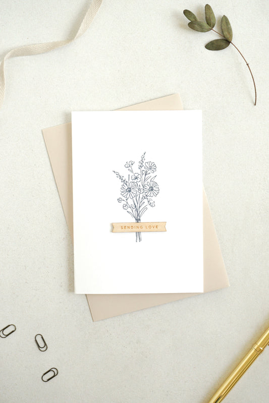 "Sending Love" Wooden Banner Greetings Card