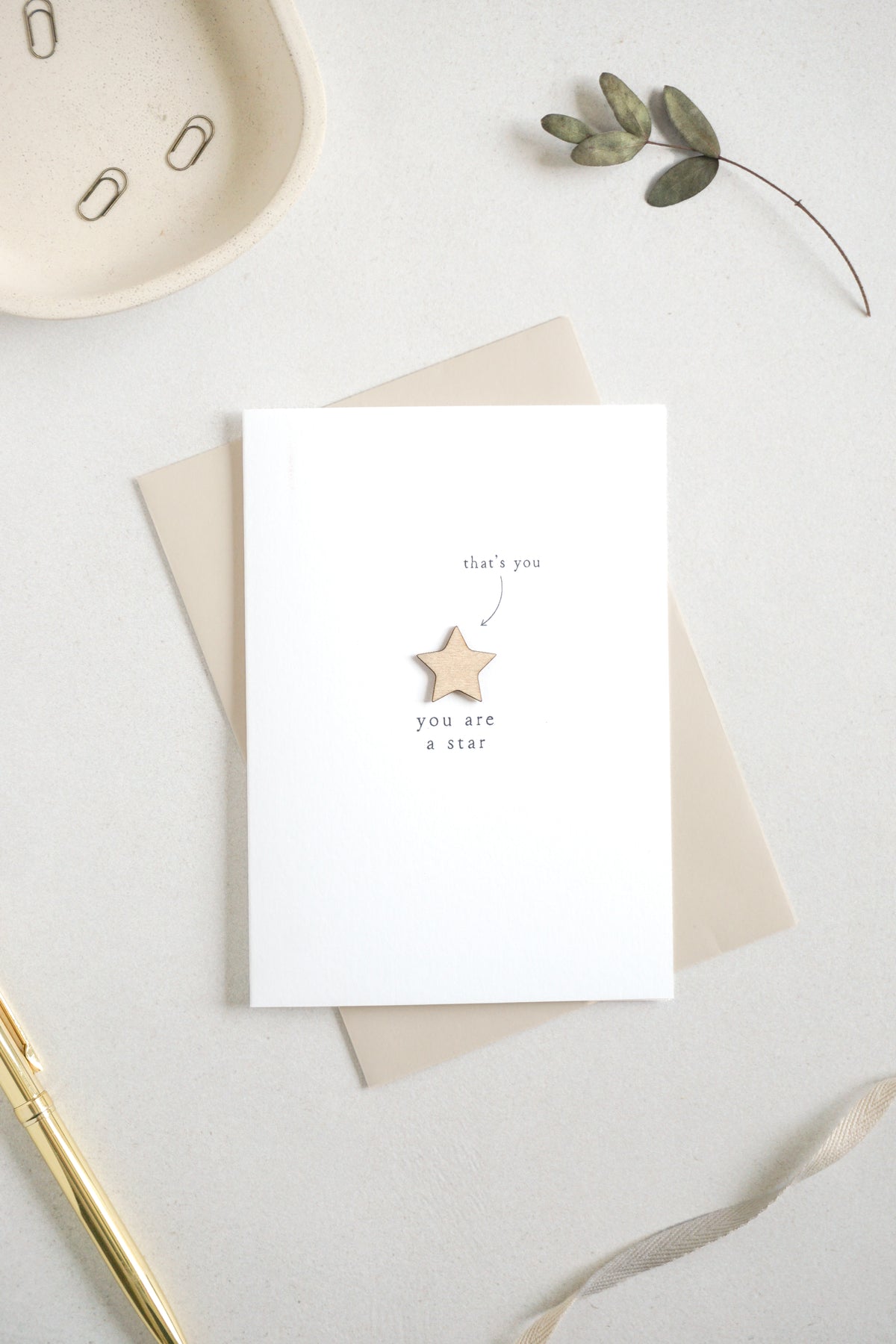 "You are a Star" Wooden Star Greetings Card