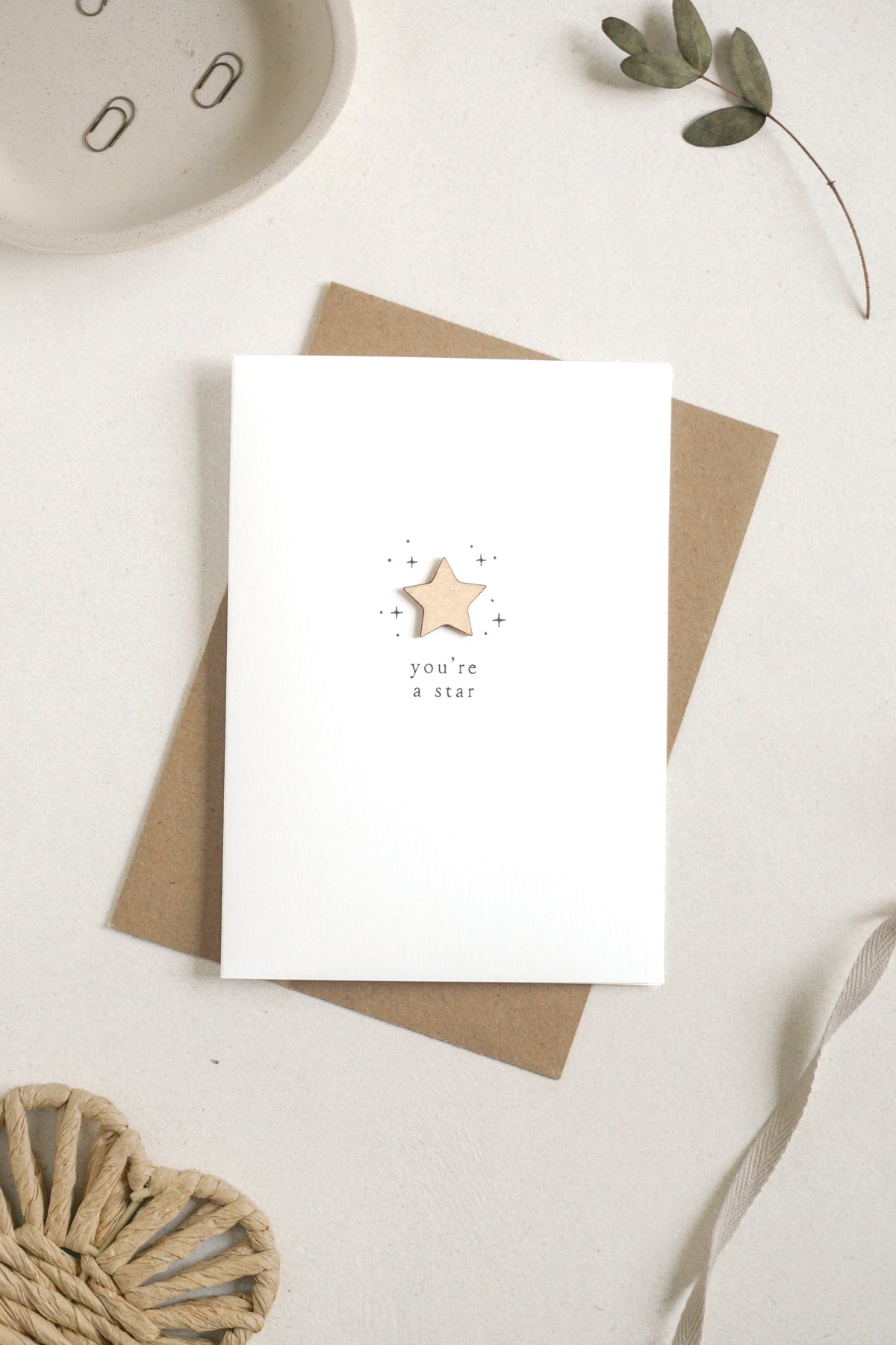 "You're a Star" Wooden Star Greetings Card
