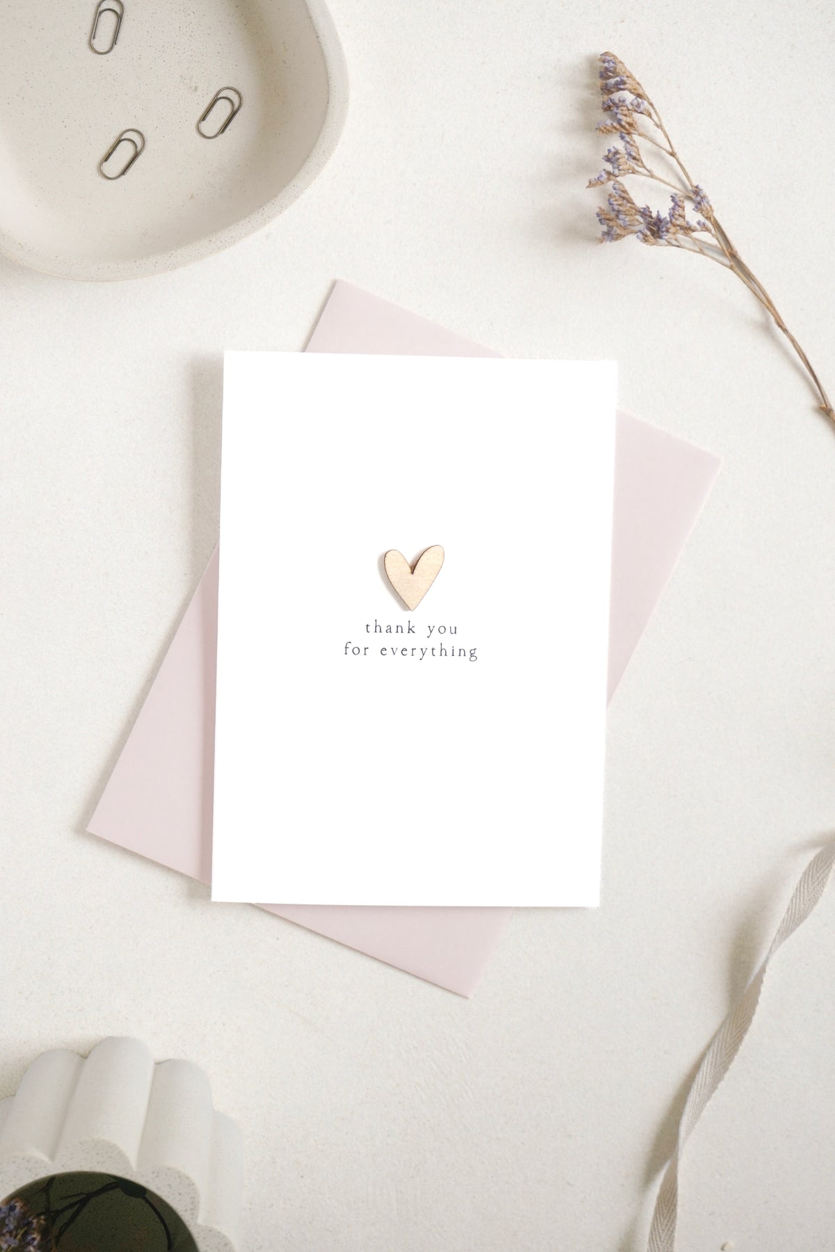 "Thank You for Everything" Wooden Heart Greetings Card