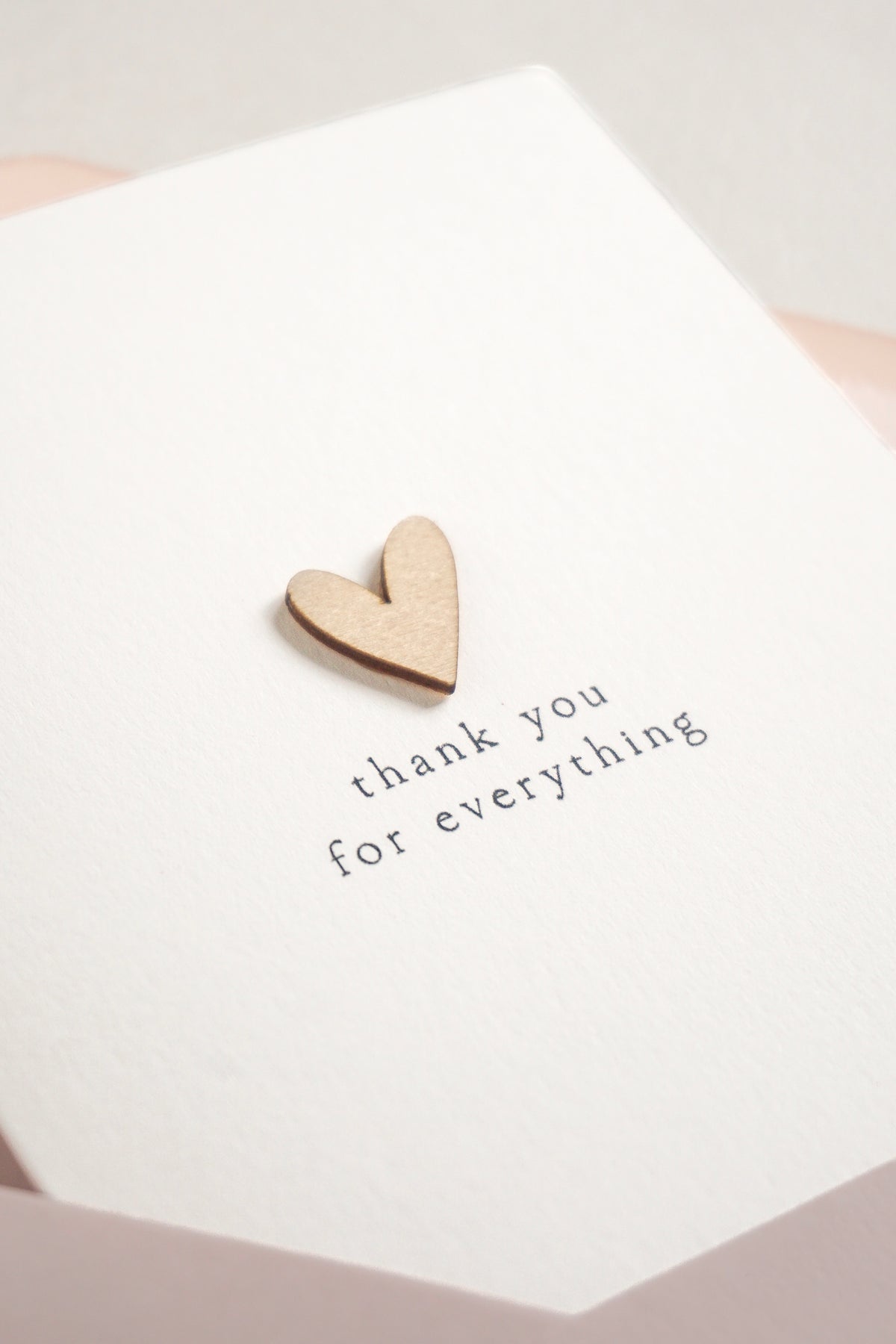 "Thank You for Everything" Wooden Heart Greetings Card