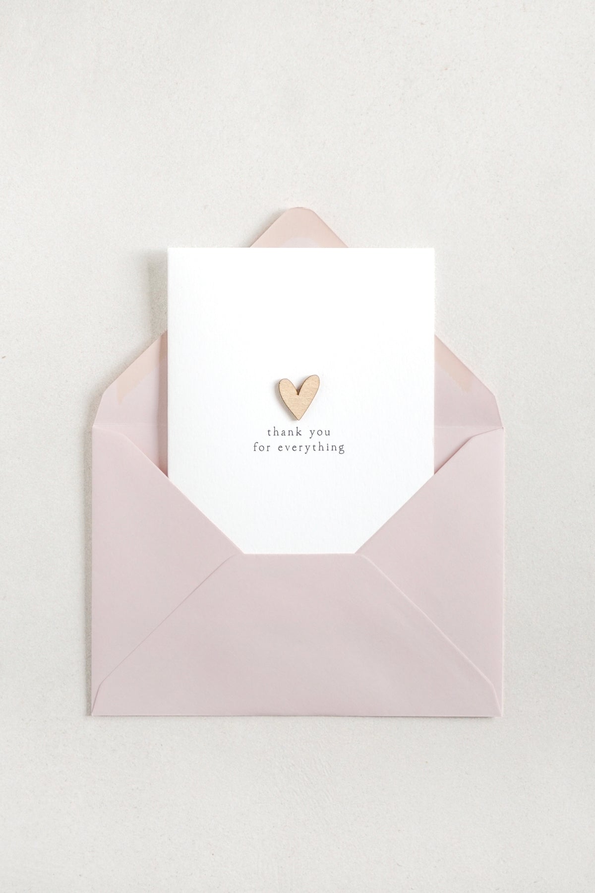 "Thank You for Everything" Wooden Heart Greetings Card
