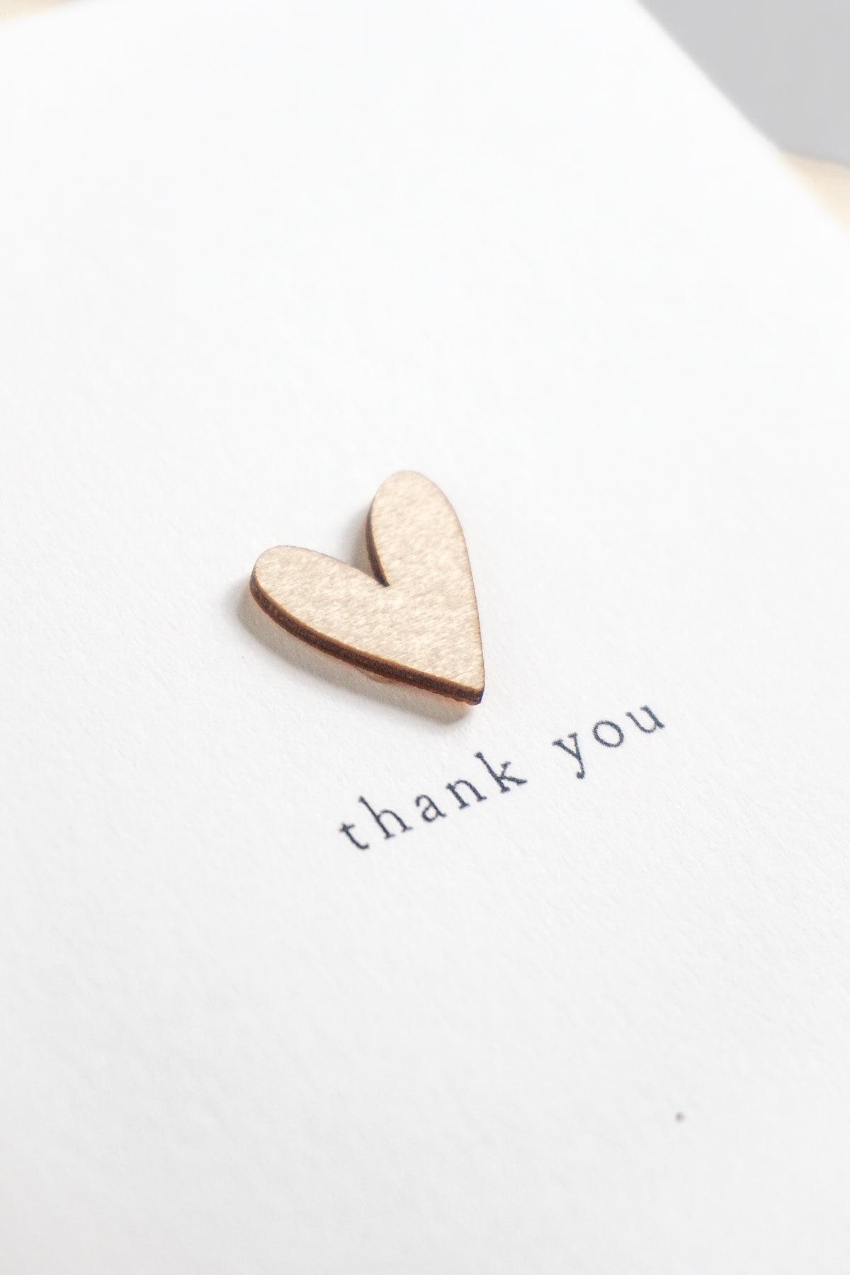 "Thank You" Wooden Heart Greetings Card