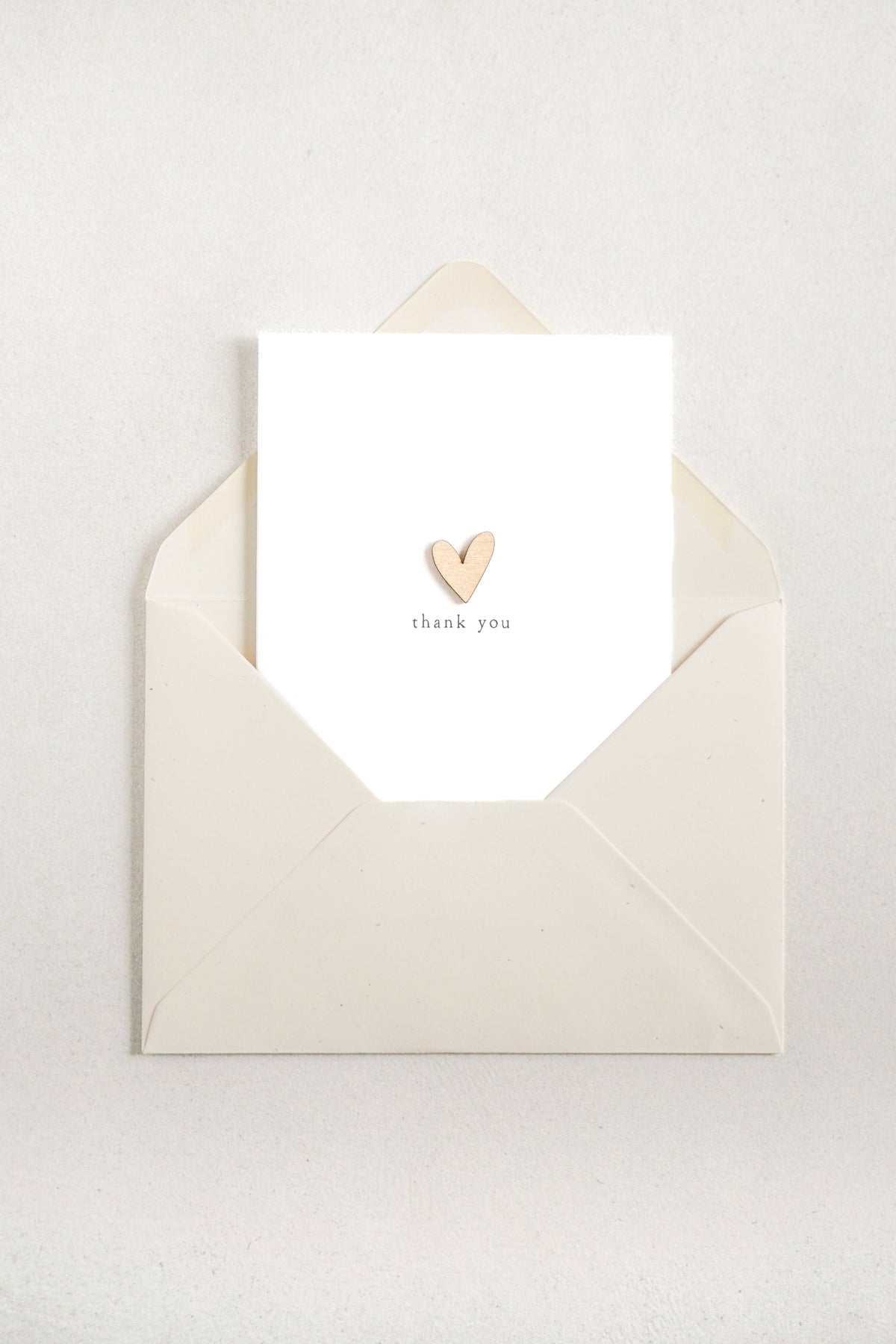 "Thank You" Wooden Heart Greetings Card