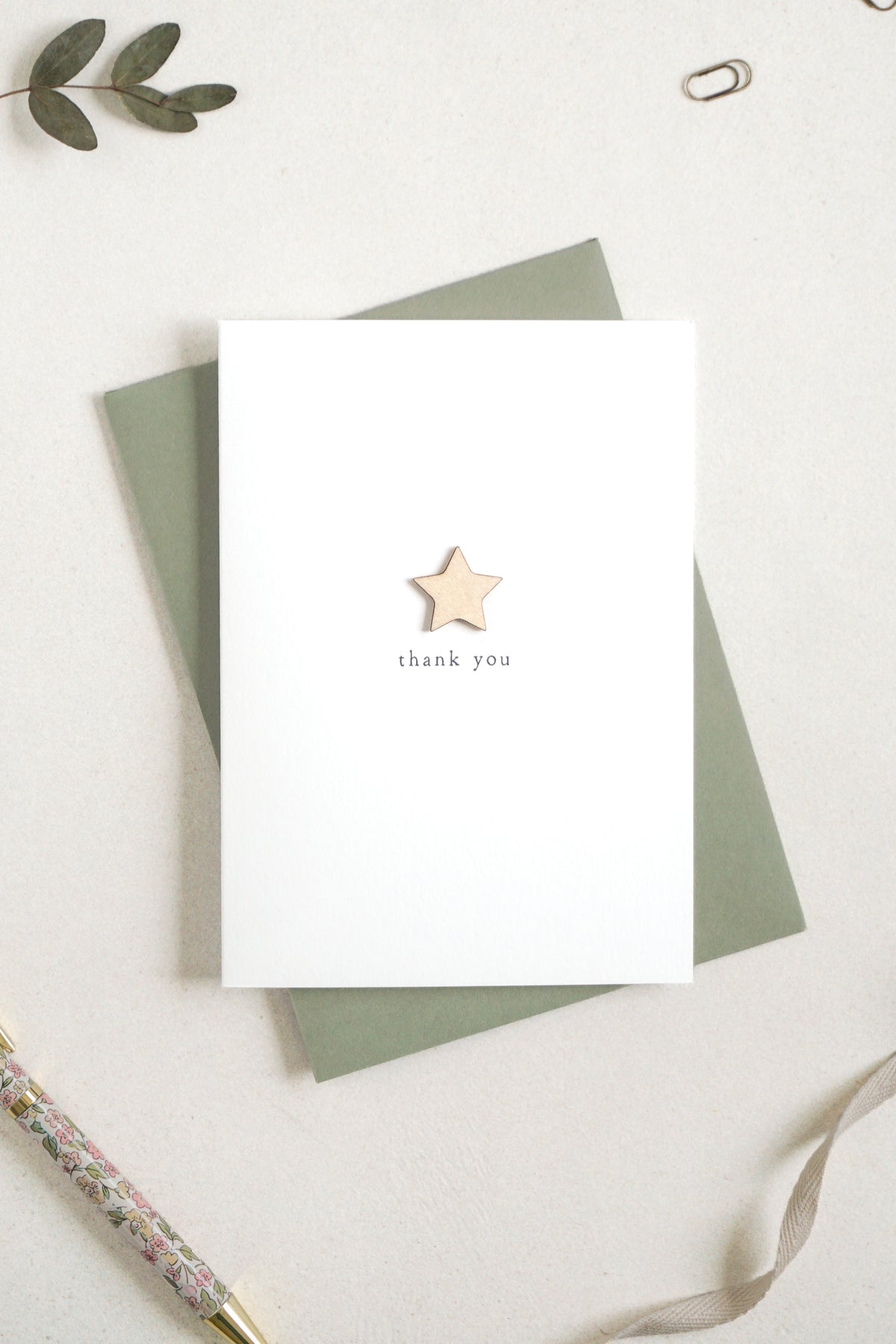 "Thank You" Wooden Star Greetings Card