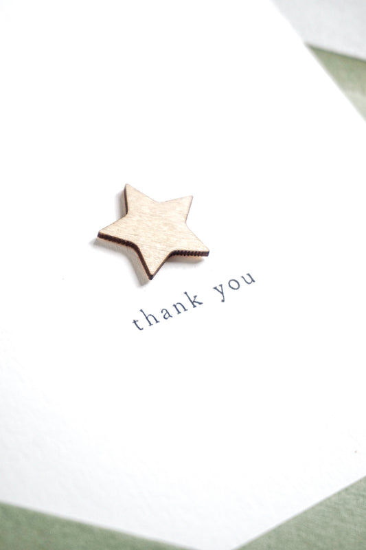 "Thank You" Wooden Star Greetings Card