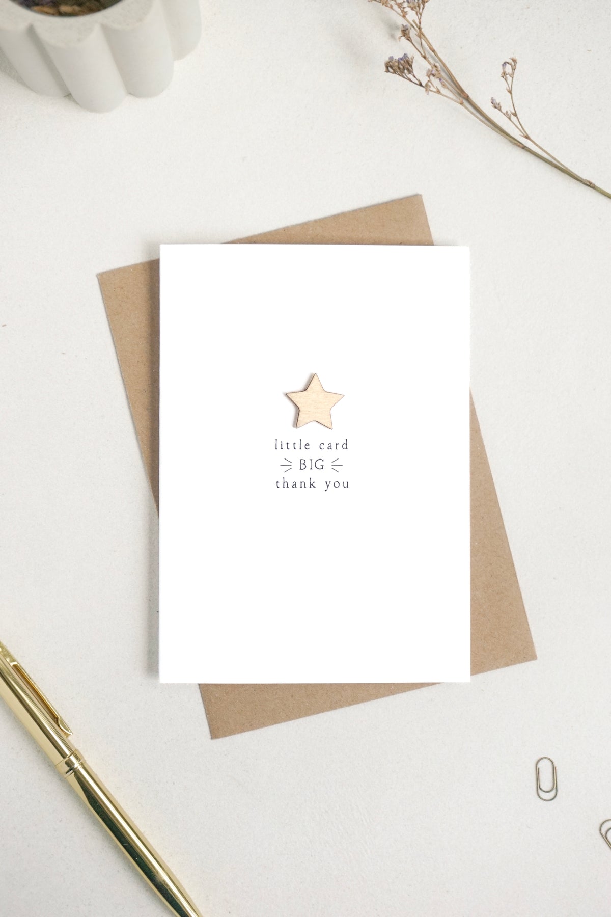 "Little Card Big Thank You" Wooden Star Greetings Card