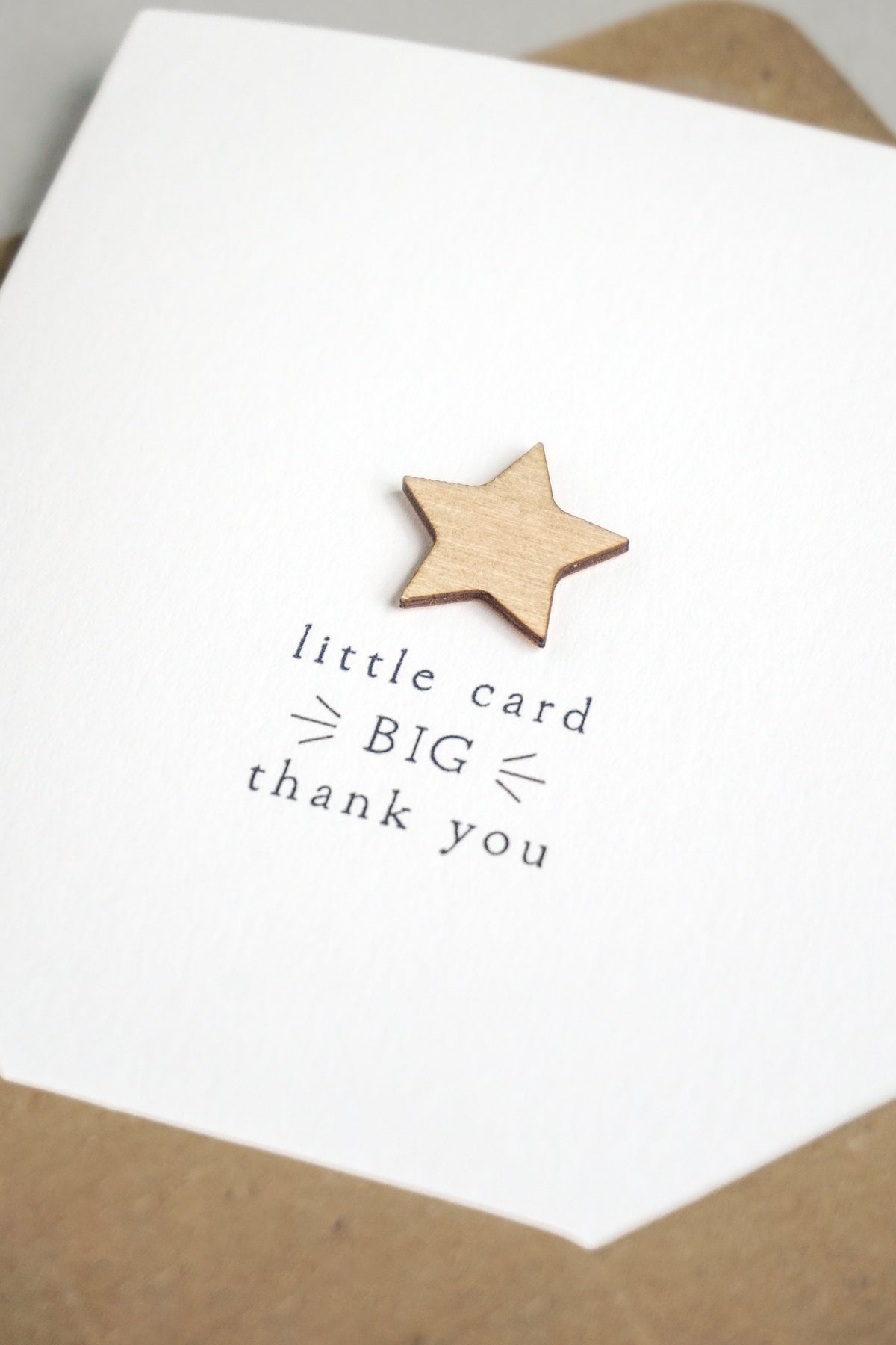 "Little Card Big Thank You" Wooden Star Greetings Card