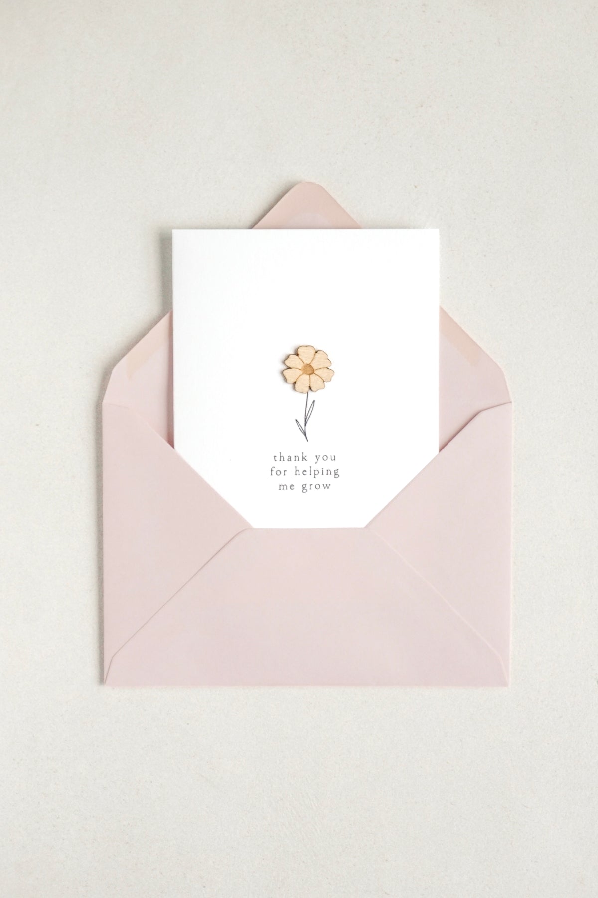 "Thank You for Helping Me Grow" Wooden Flower Greetings Card