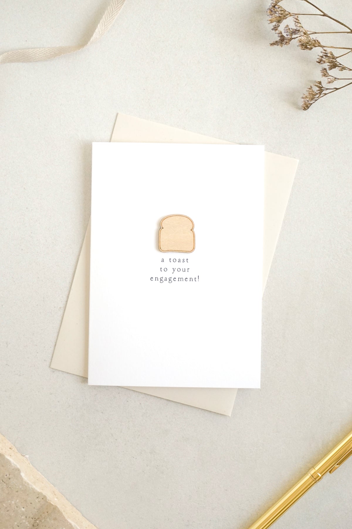 "Toast to your Engagement" Wooden Toast Greetings Card