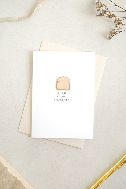 "Toast to your Engagement" Wooden Toast Greetings Card