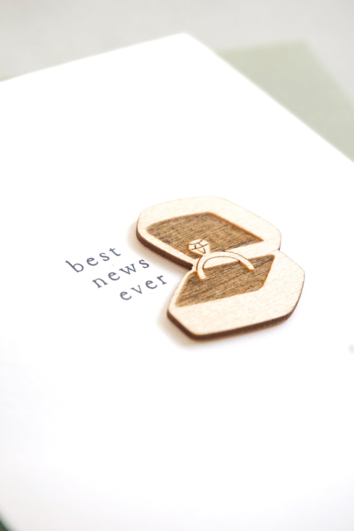 "Best News Ever" Wooden Ring Box Greetings Card