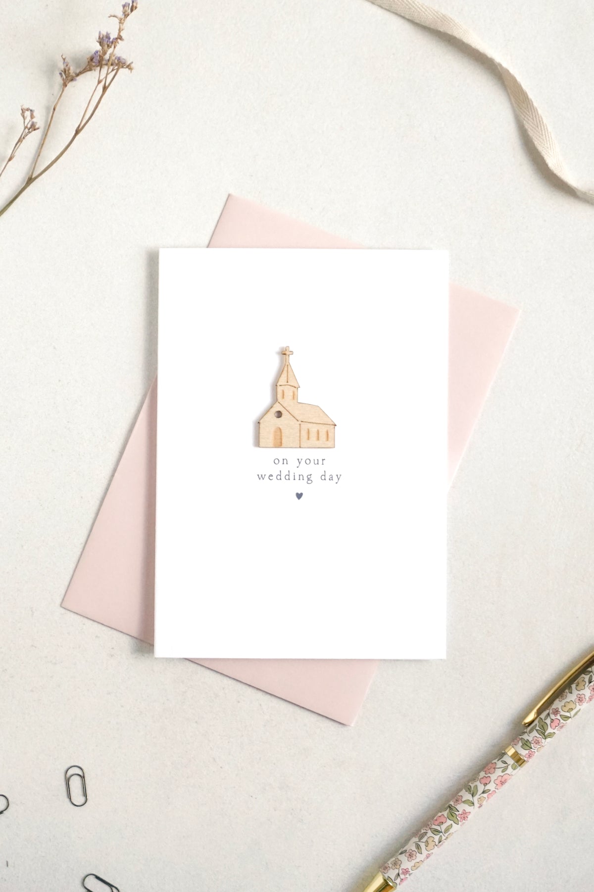 "On Your Wedding Day" Wooden Church Greetings Card