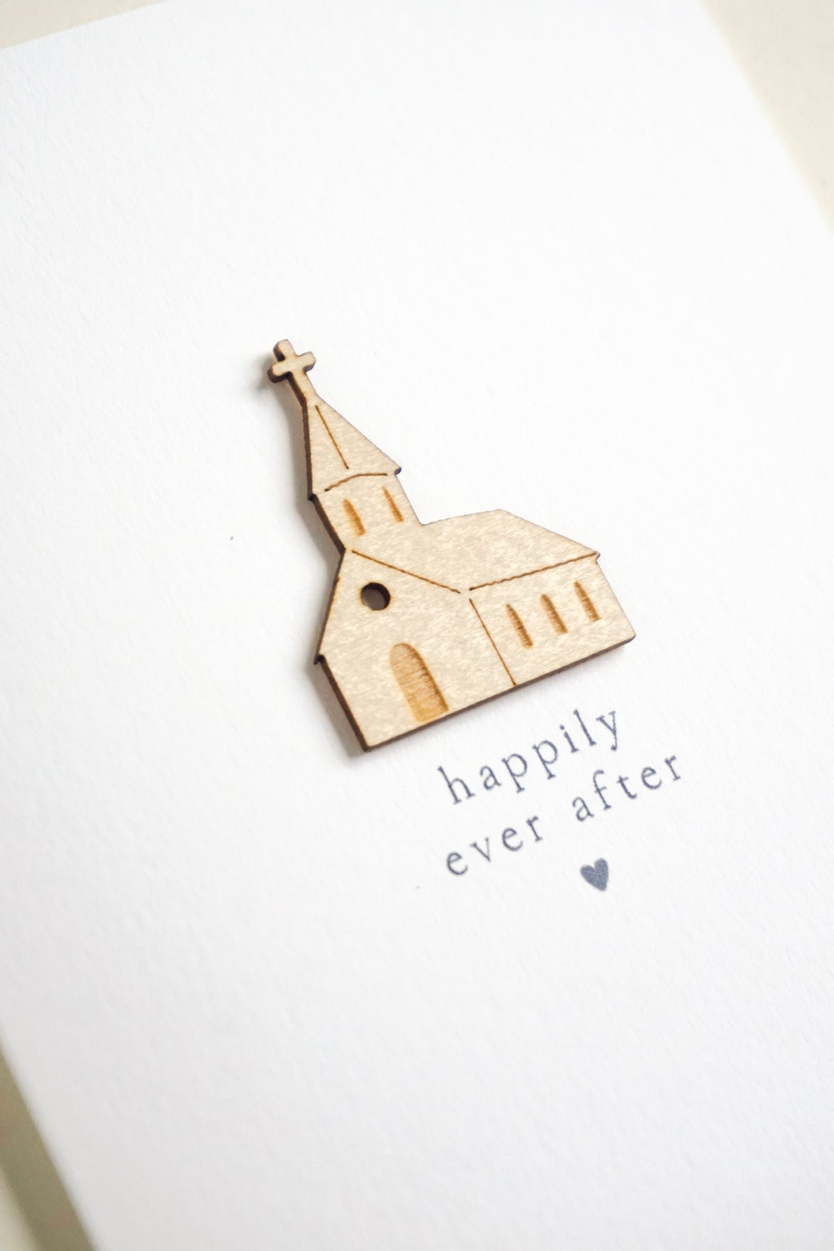 "Happily Ever After" Wooden Church Greetings Card
