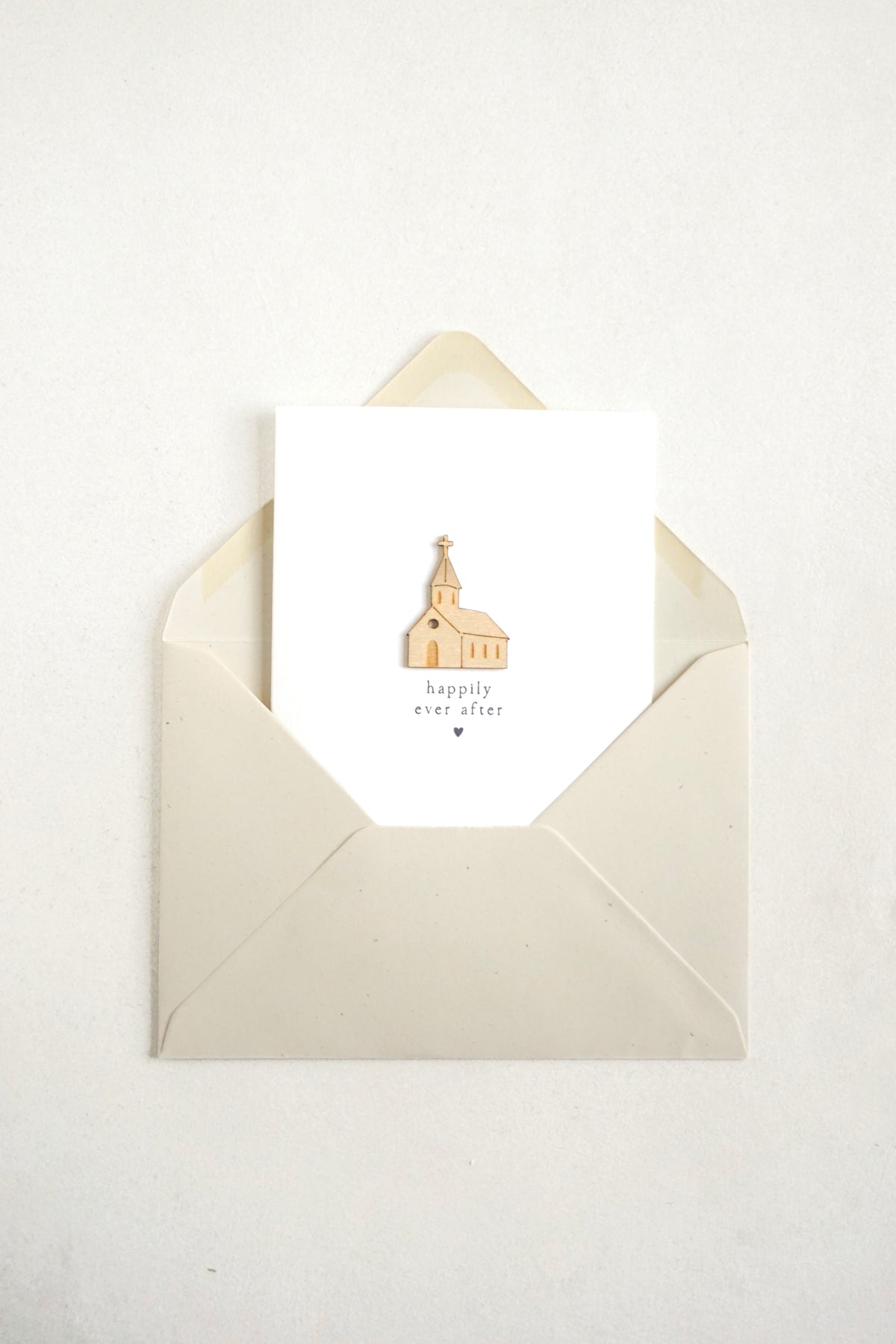"Happily Ever After" Wooden Church Greetings Card