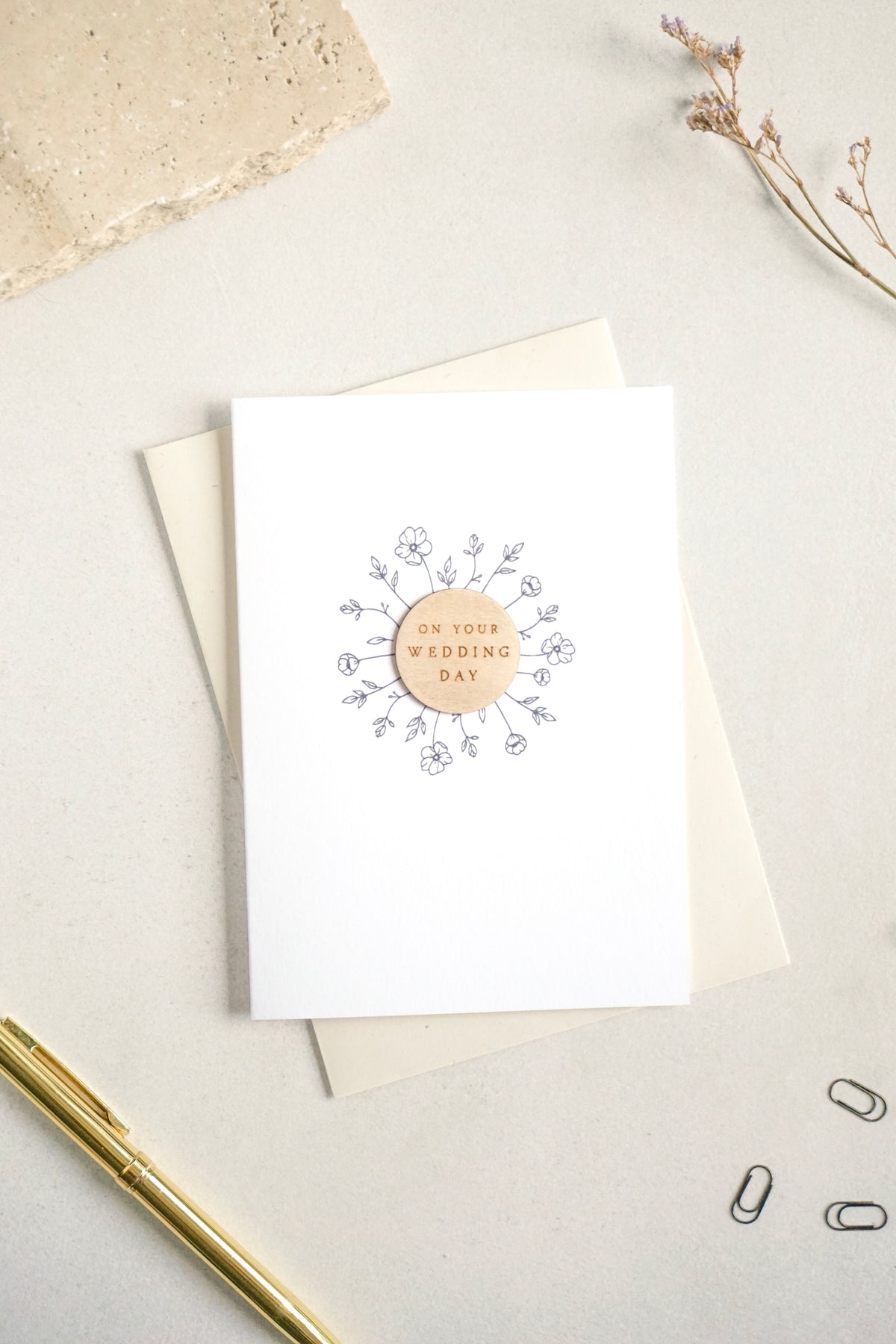 "On Your Wedding Day" Wooden Disc Greetings Card