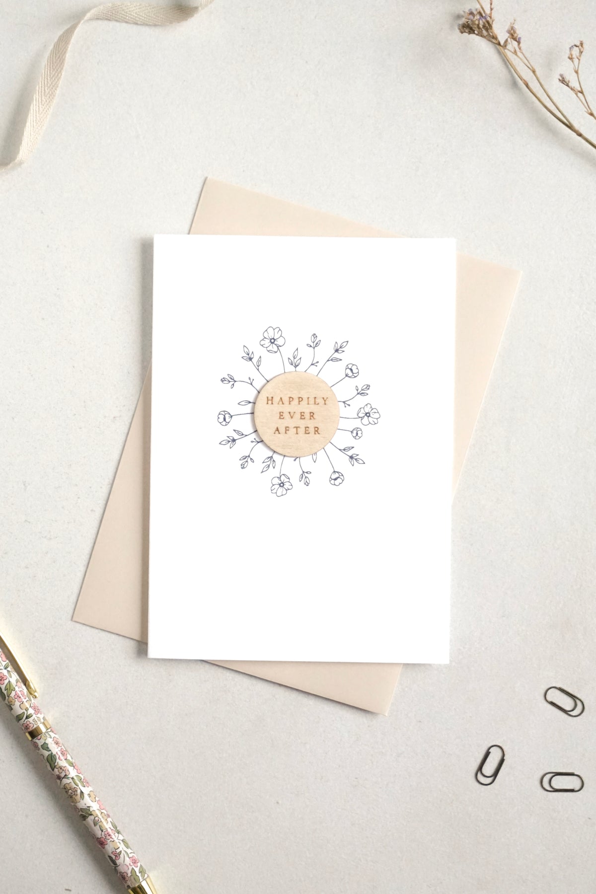 "Happily Ever After" Wooden Disc Greetings Card