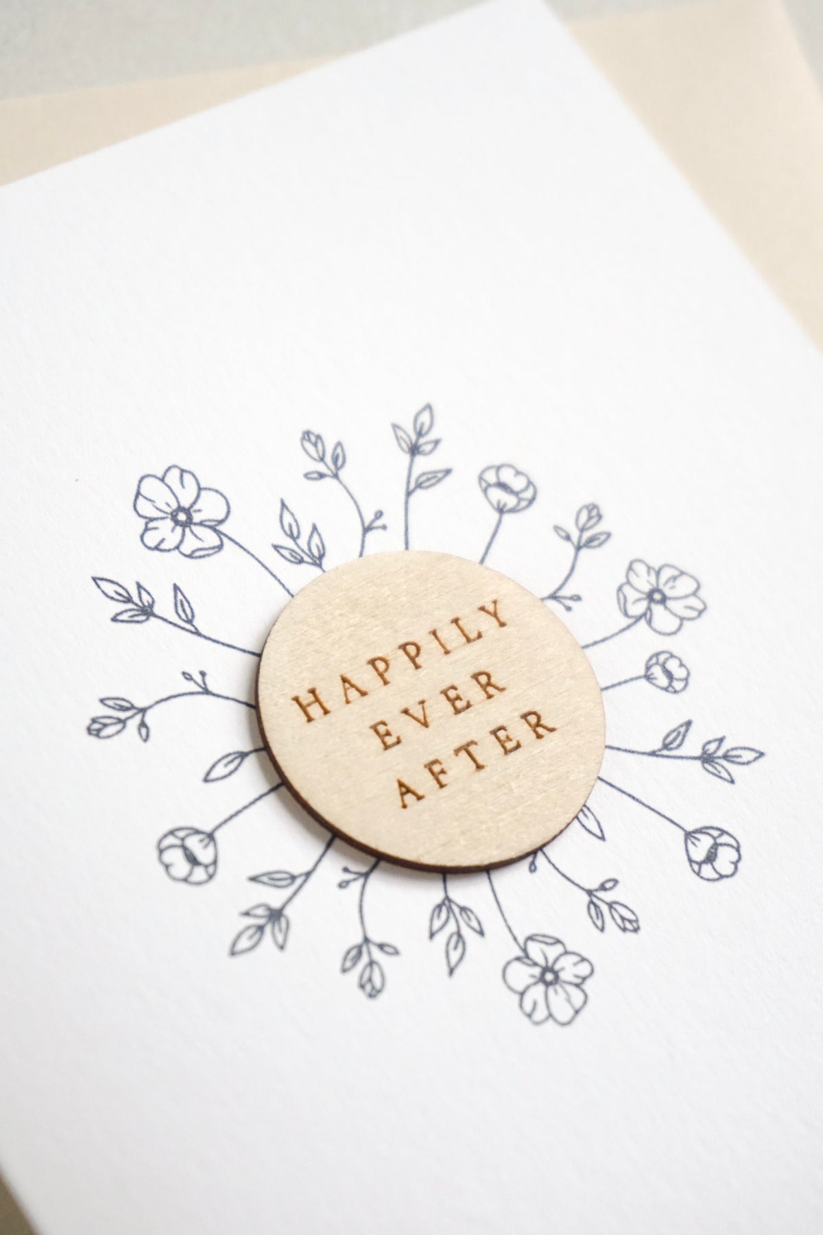 "Happily Ever After" Wooden Disc Greetings Card