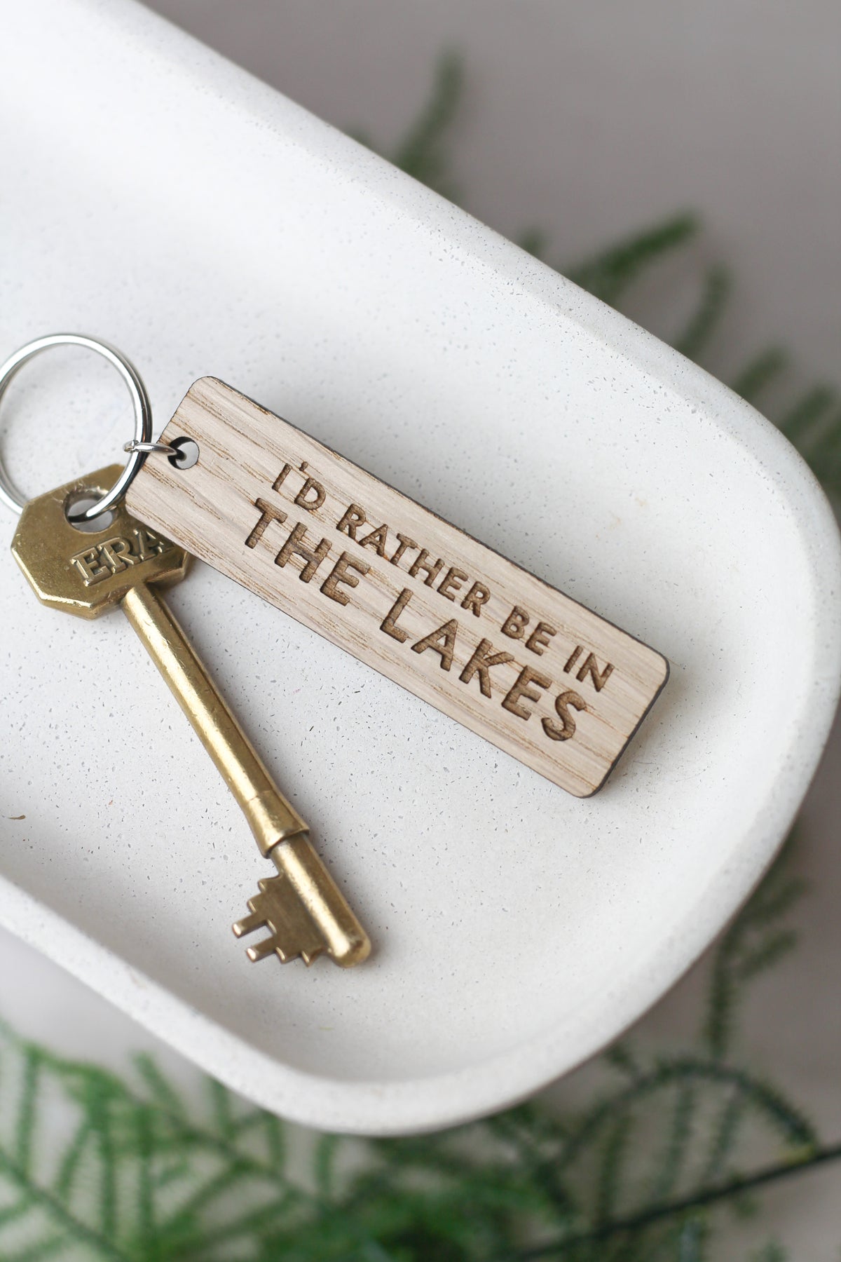 "I'd Rather Be in the Lakes" Wooden Keyring