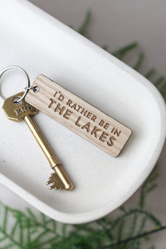 "I'd Rather Be in the Lakes" Wooden Keyring