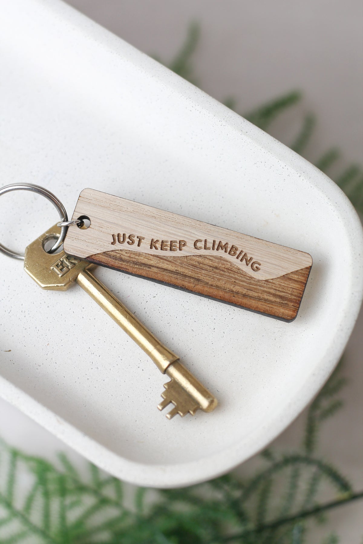 "Just Keep Climbing" Wooden Keyring