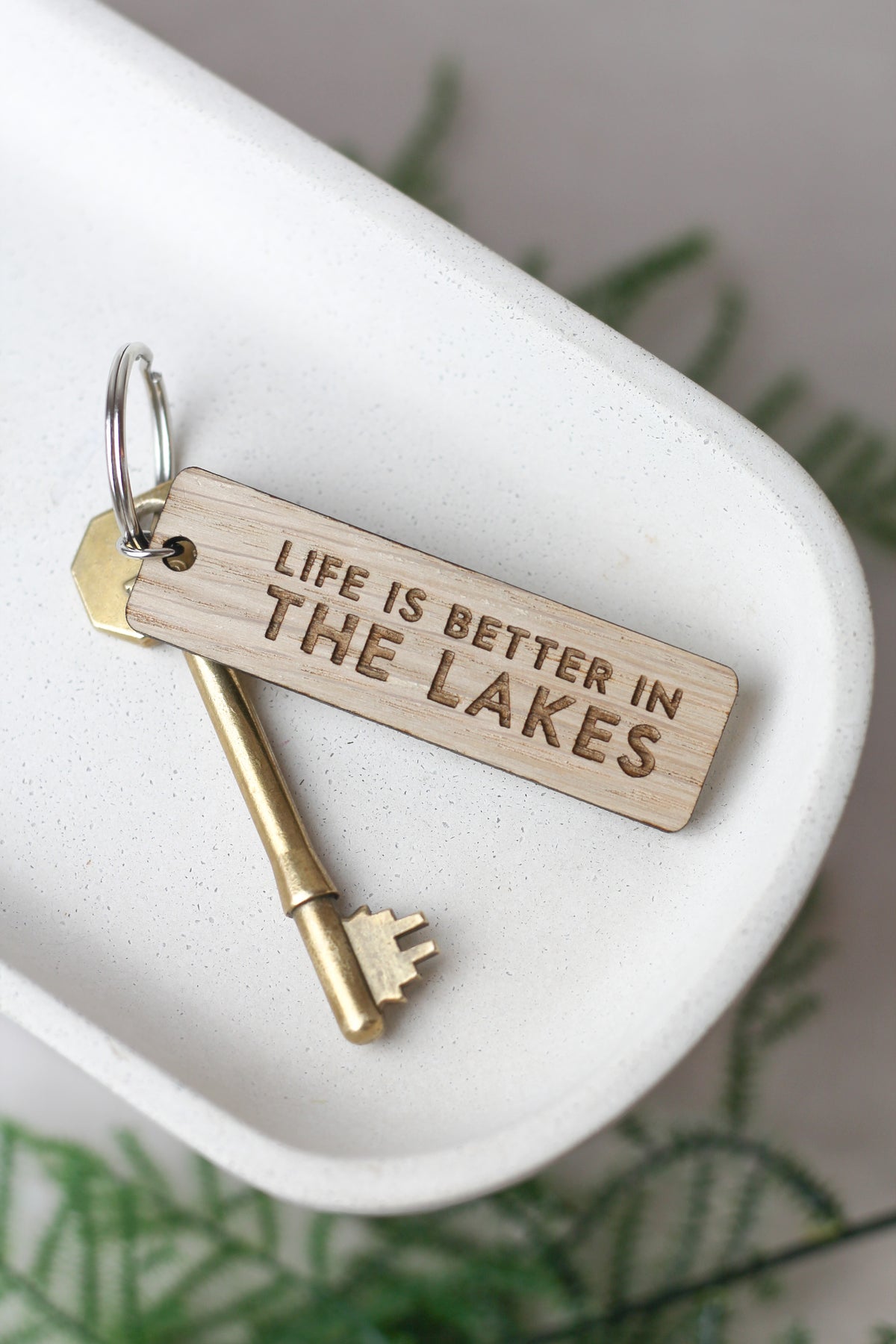 "Life is Better in the Lakes" Wooden Keyring