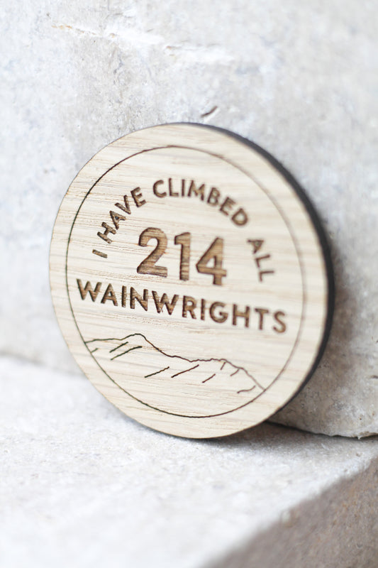 214 Wainwrights, Round Wooden Magnet